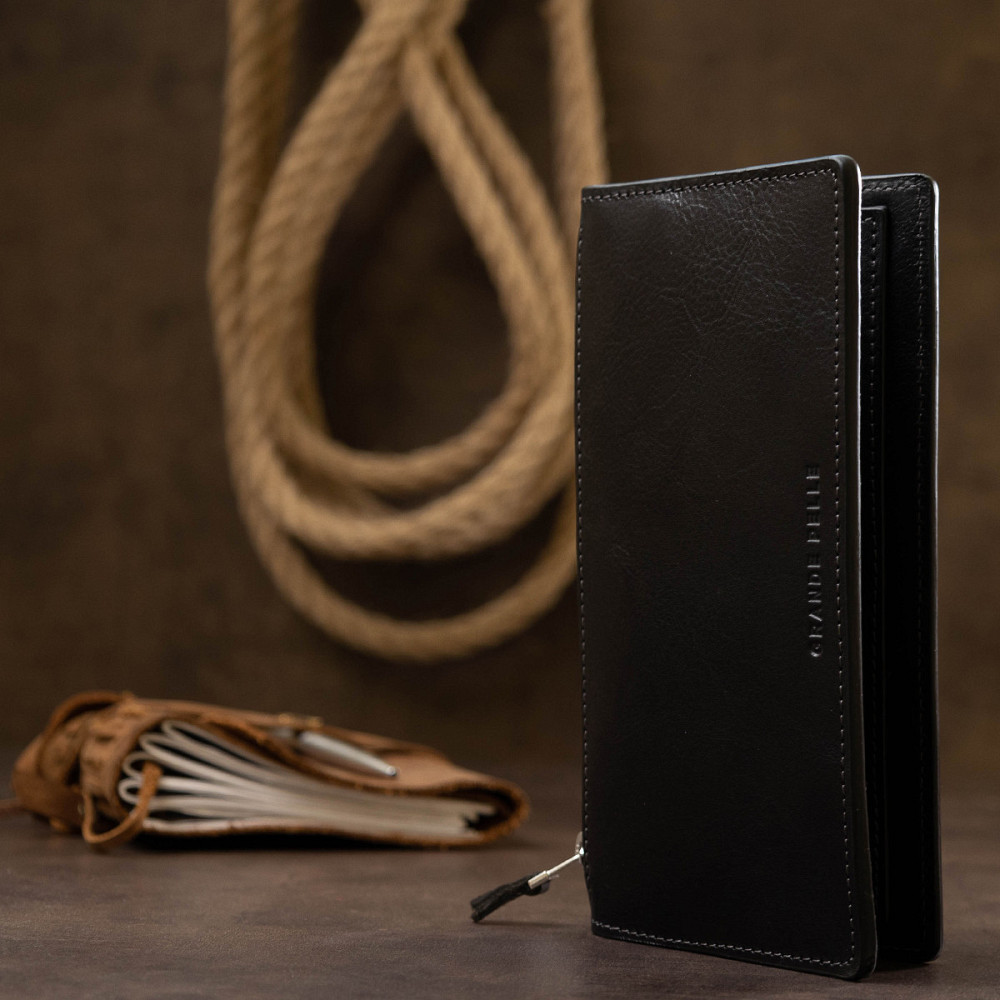 Оригинальное кожаное портмоне унисекс GRANDE PELLE 11513 Черный Киев - изображение 9