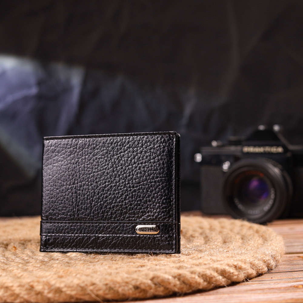 Практичный зажим из натуральной зернистой кожи CANPELLINI 21518 Черный Киев - изображение 8