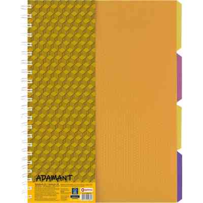 Блокнот Optima A4 Adamant пластикова обкладинка, з розділювачами та перфорацією, 120 аркушів, клітинка жовтий (O20843-05) Вінниця
