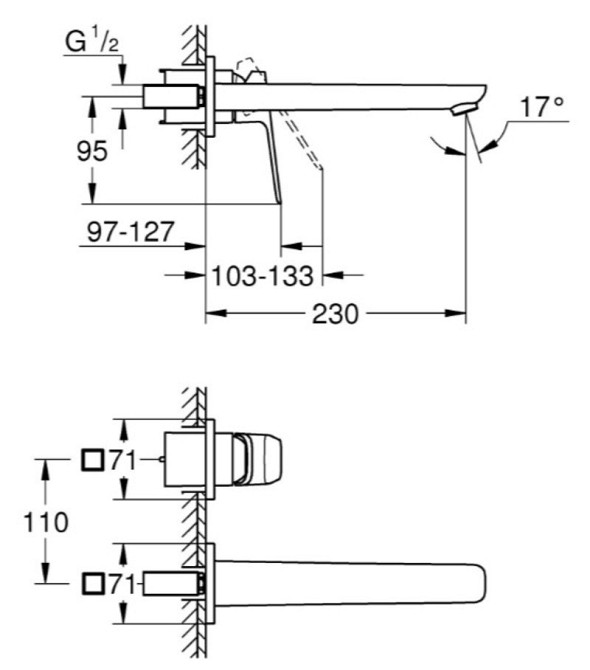 Змішувач для раковини Grohe Cubeo на 2 отвори L-розміру (1017890000)   ( 24140 ) Харків - фото 2