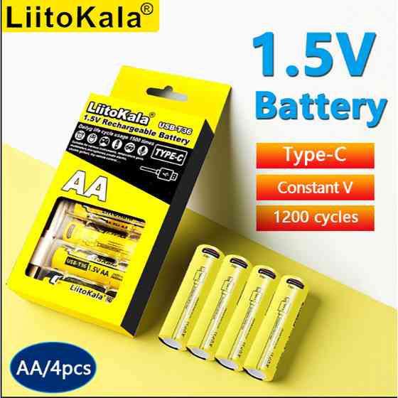 Набір акумуляторів з 4 шт LiitoKala USB-T36 + USB Type-C кабель зарядки Рівне