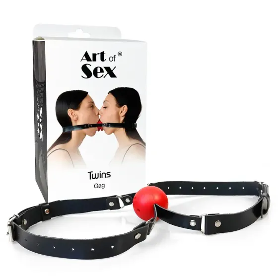 Подвійний кляп Art of Sex - Twins, натуральна шкіра Львов
