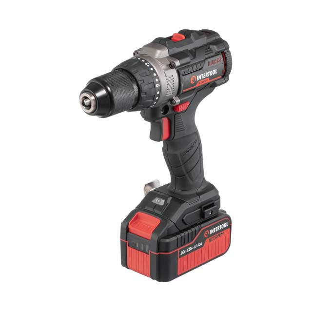 Дриль-шурупокрут акумуляторний ударний безщітковий 20 В, 100 Nm, 0-410/0-1800 об/хв, 2-13 мм, Li-ion, 4,0 Ач, ЗП 4 A, кейс Київ - фото 1