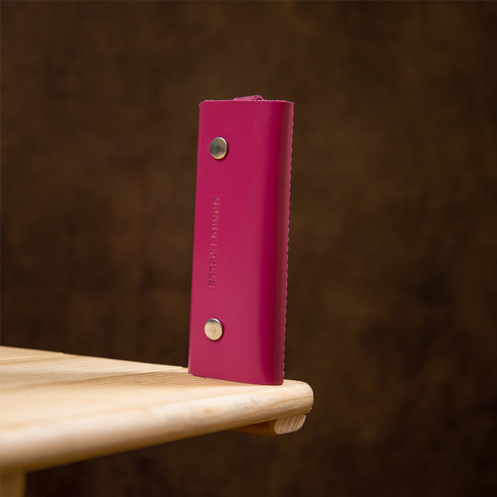 Ключница тубус кожаная на кнопках Grande Pelle 11349 Фуксия Киев - изображение 7