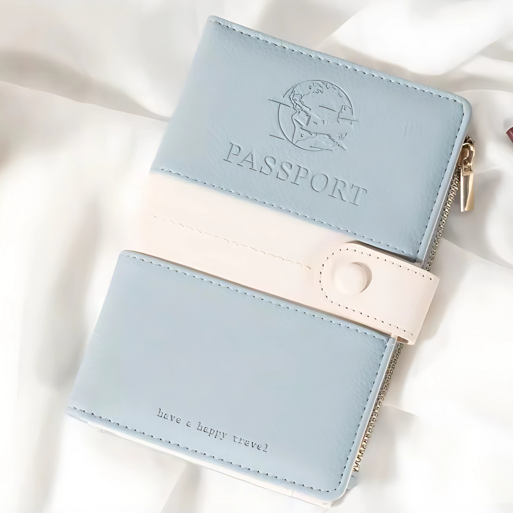 Обкладинка для паспорта, холдер дорожній для паспорта, посвідчення, банківських карт, квитків і документів, блакитний Кам'янець-Подільський - фото 1