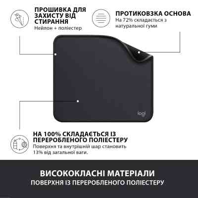 Коврик для мышки Logitech Mouse Pad Studio Series Graphite (956-000049) Винница