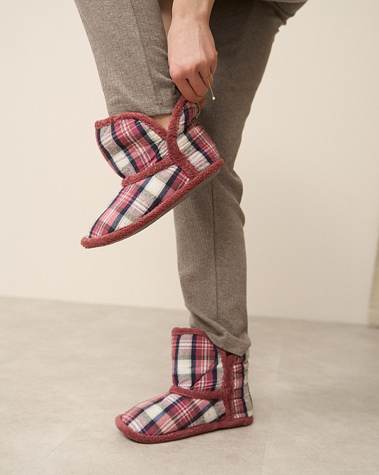 Женские Сапожки для дома в клеточку - Бордовый Nicoletta 304-4 Киев - изображение 2