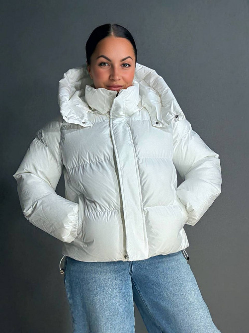 Куртка женская Lady Yep 10005 дутая пуффер с капюшоном белая, белый, 44 Киев - изображение 3