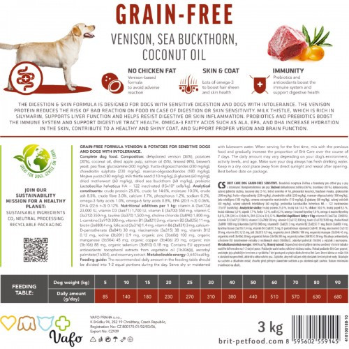 Корм сухой Brit Care Dog Grain-free Sensitive для собак с чувствительным пищеварением и пищевой непереносимостью беззерновой из оленей Киев - изображение 7