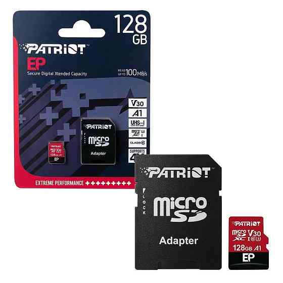Карта памяти microSDXC (UHS-1 U3) Patriot EP Series 128Gb class 10 V30 (R-100MB/s, W-80MB/s) (adapter SD) Киев