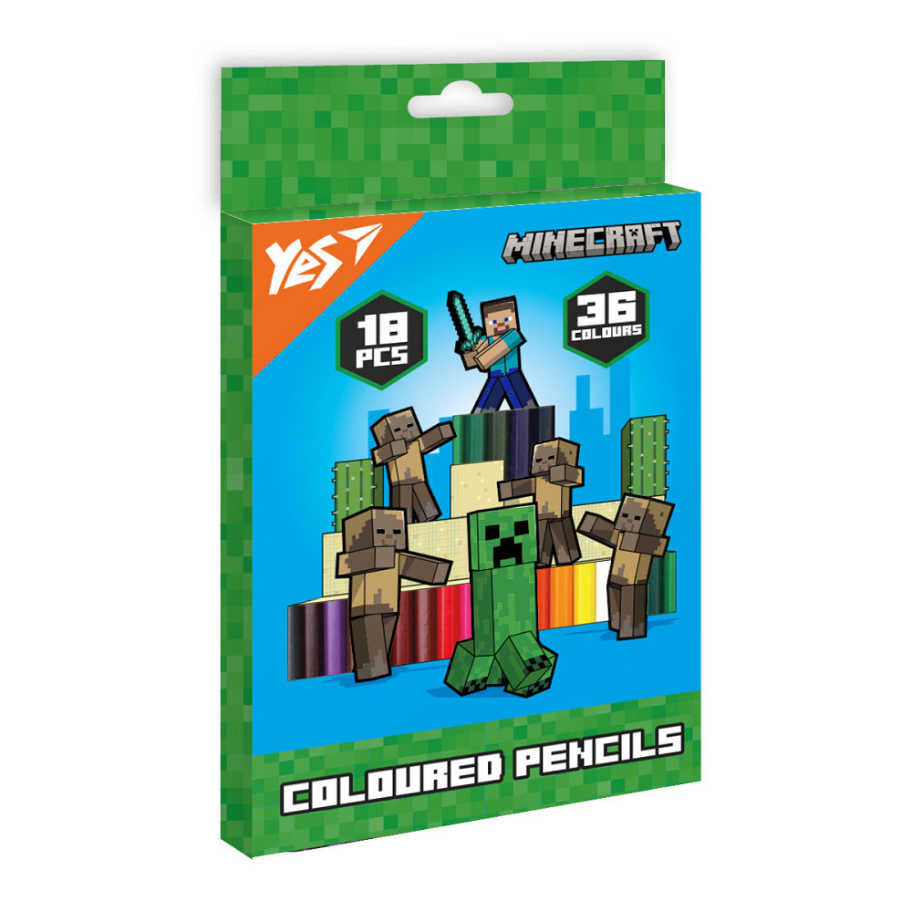 Олівці кольорові 18/36 кол. "Yes" Minecraft. Heroes двосторонні тригранні, 290750, шт Київ - фото 1