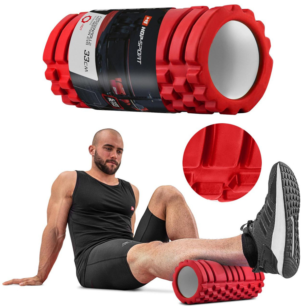 Ролер масажер (валик, ролик) Hop-Sport EVA 33 см HS-A033YG червоній Київ - фото 4