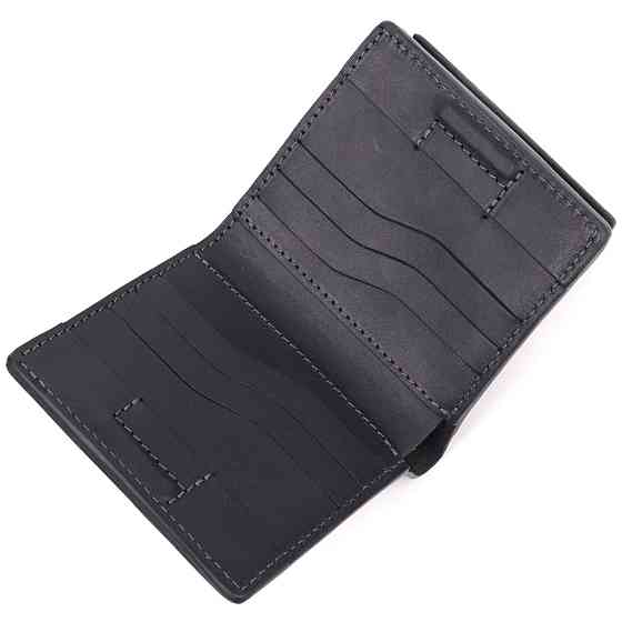 Чоловічий шкіряний гаманець із монетницею Серце GRANDE PELLE 16741 Чорний Київ