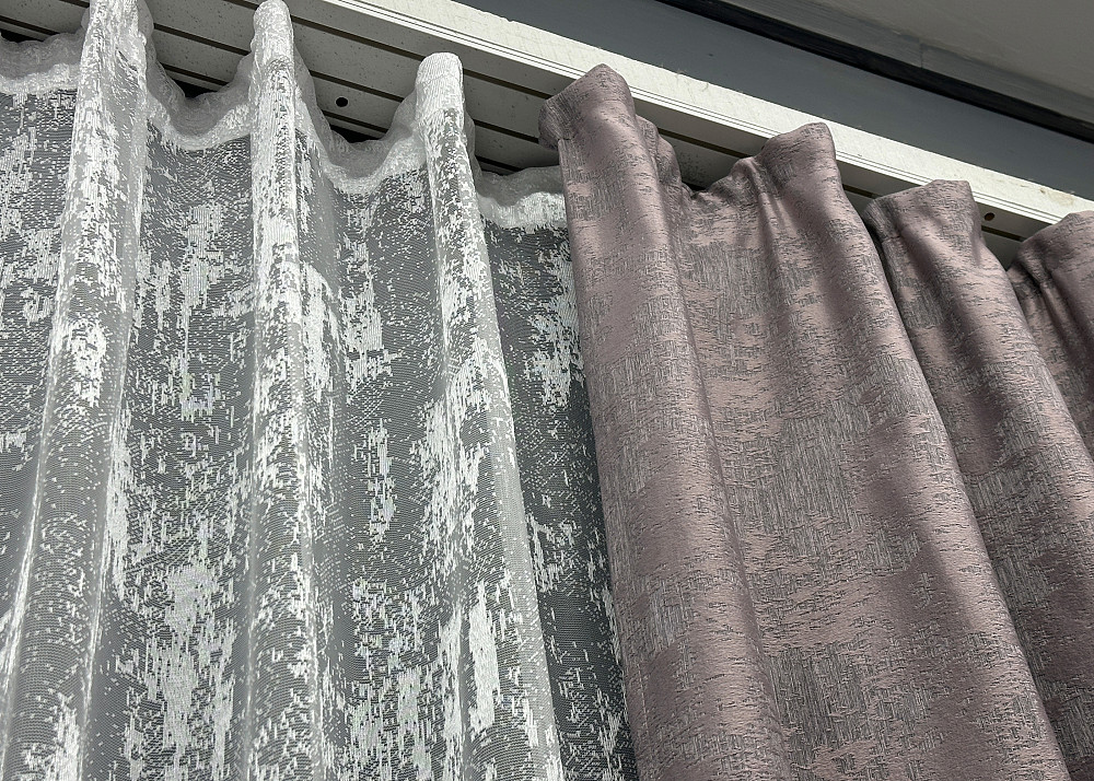 Комплект штор VR-Textil Жаккард Мрамор 200х270 2шт и Тюль 500х270 1210ш-1400т Серо-пудровый с белым 71-007/6 Киев - изображение 8