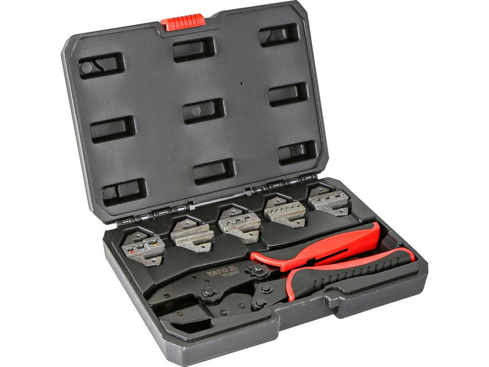 Кліщі для обтискання наконечників провідників YATO, L=220 мм з 5 змінними матрицями  кпл. 6 шт. у фу Одесса - изображение 1