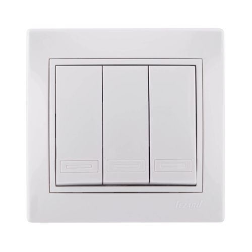 MIRA білий Вимикач внутрішній 3кл з білою вставкою Лезард Житомир - фото 1