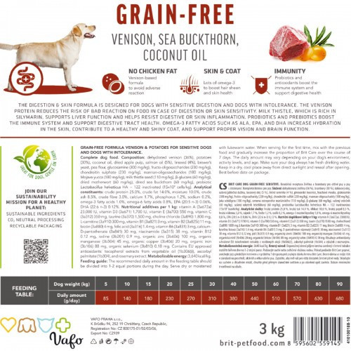 Сухой корм Brit Care Dog Grain-free Sensitive для собак с чувствительным пищеварением, беззерновой с олениной, 3 кг Киев - изображение 7