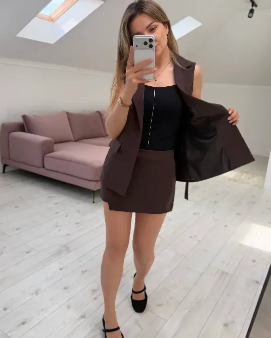 Женский костюм с жилетом и шортами с юбкой | стильный комплект Одесса - изображение 6