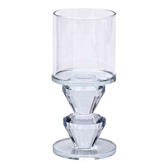 Yiwu Підсвічник скляний 6×13.3 см на одну свічку підсвічник келих на ніжці декоративний прозори Киев