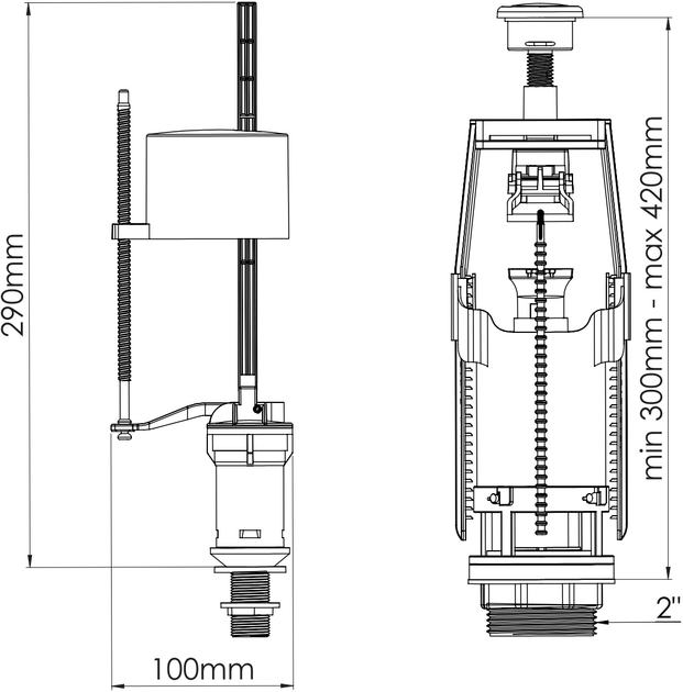 Арматура для смывающего бачка универсальная с клапаном нижней подачи NOVA Харьков - изображение 3