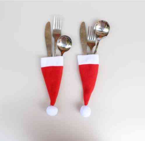 Новогодние украшения для стола Шапки в наборе 10 штук 12 на 6 см красно-белый Киев