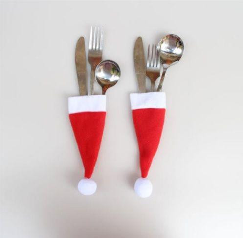 Новогодние украшения для стола Шапки в наборе 10 штук 12 на 6 см красно-белый Киев - изображение 4