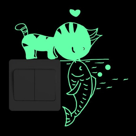 Світна наклейка на вимикач "Кіт" - 15*15см Київ - фото 2