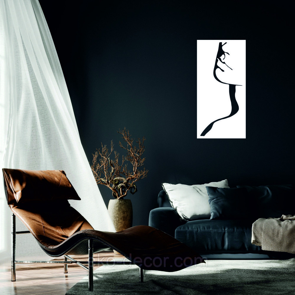 Декоративное настенное Панно «Силуэт женщины», Декор на стену 90*44 см, Белый Киев - изображение 1
