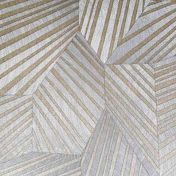 Шпалери метрові вінілові на флізелін дизайнерські Erismann Elle геометрія абстракція сірі смуги золотом 3д Київ