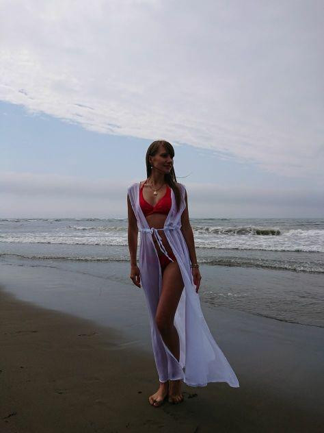 Пляжний халат шифоновий довгий 42 білий Київ - фото 3