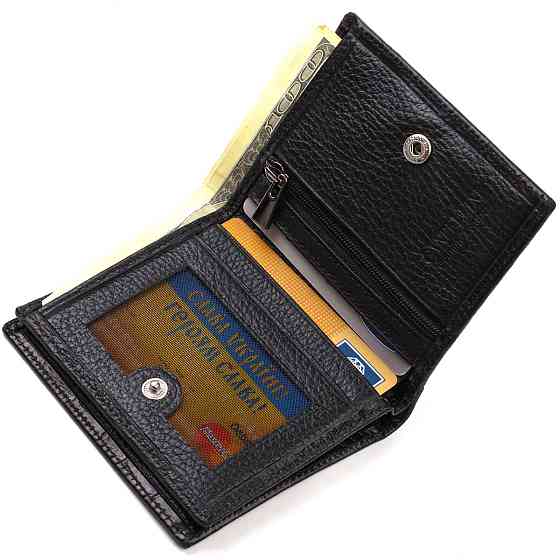 Невелике шкіряне портмоне для чоловіків з тисненням під крокодила CANPELLINI 21738 Чорне Київ