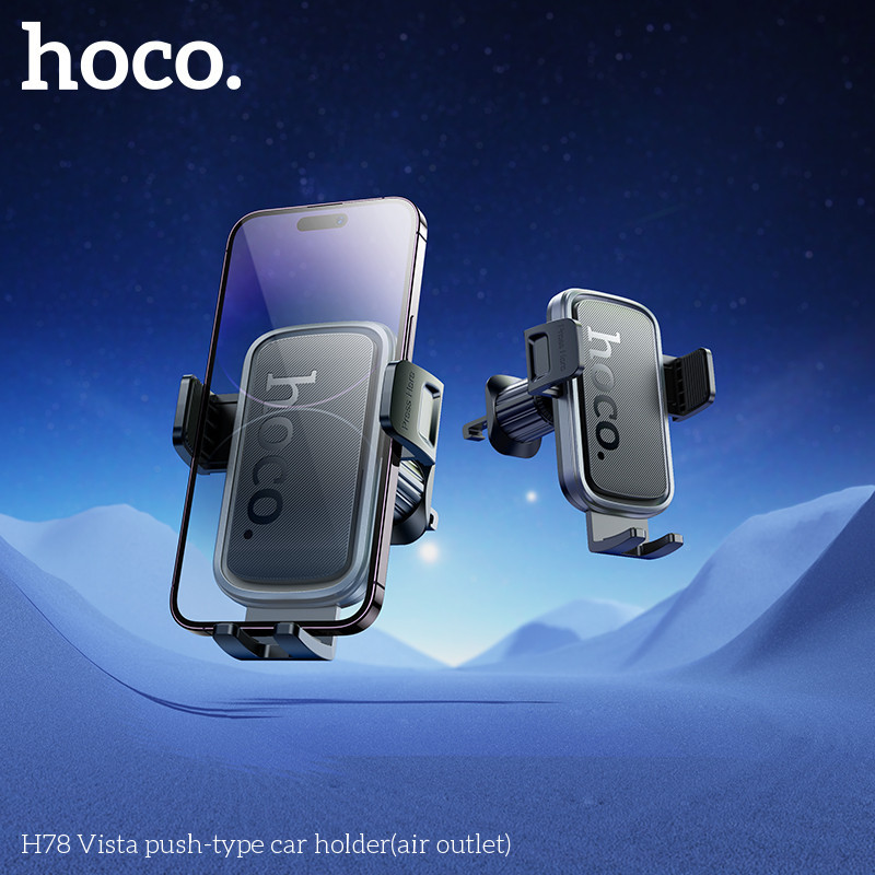 Автотримач для телефона HOCO H78 Vista push-type car holder (air outlet) Black Metal Gray Киев - изображение 8