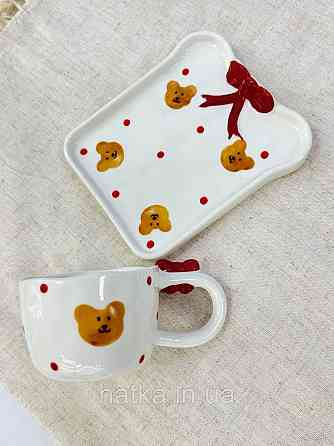 Чашка з блюдцем кераміка Olens "Банти та мішки" 220 мл 8030-439 Київ