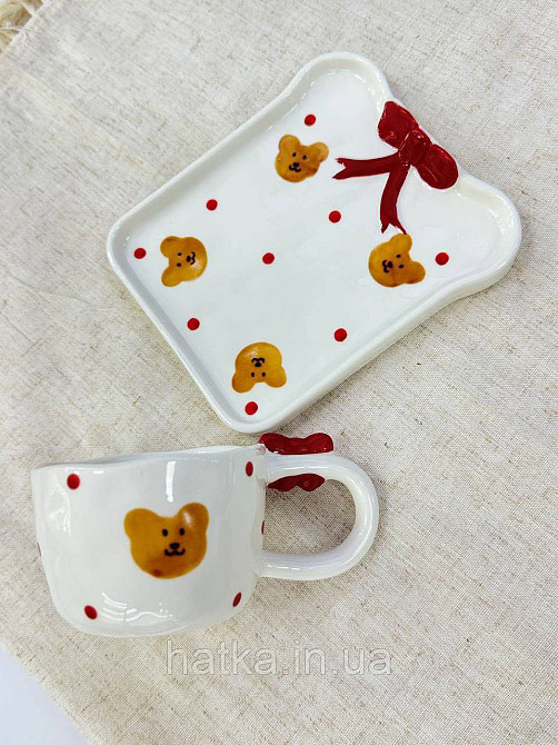 Чашка з блюдцем кераміка Olens "Банти та мішки" 220 мл 8030-439 Київ - фото 2