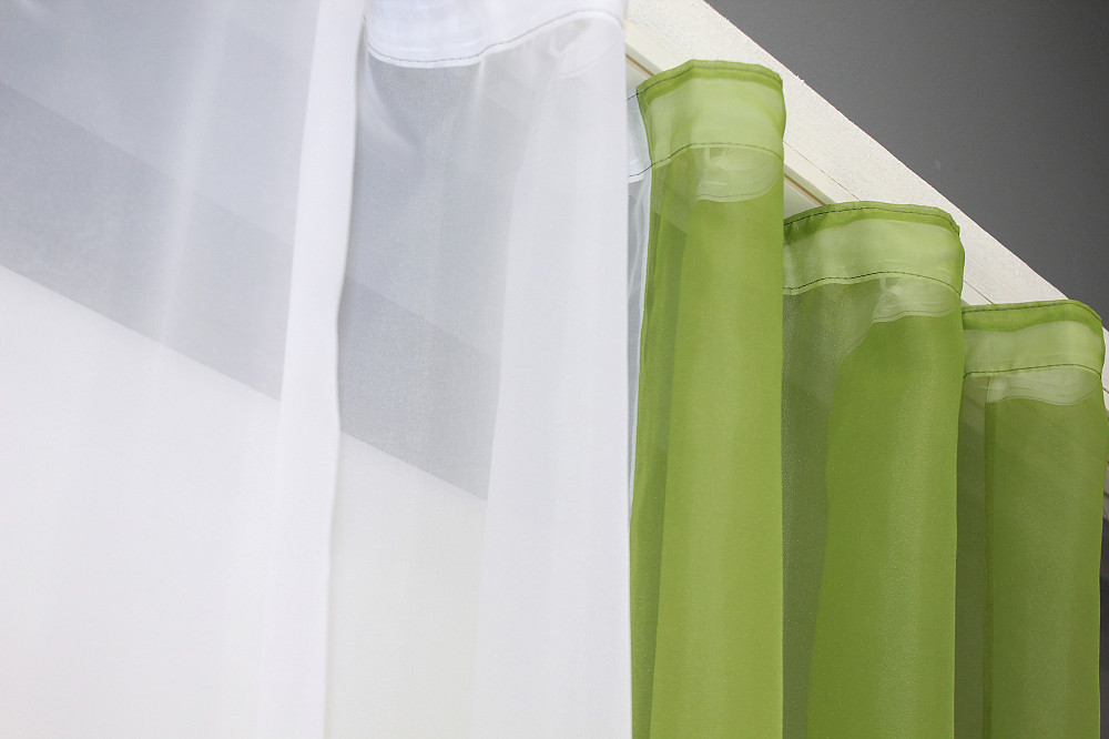 Кухонные шторы VR-Textil № 017к комбинированные с подвязками оливковый с белым 265х170 см (50-018) Киев - изображение 4