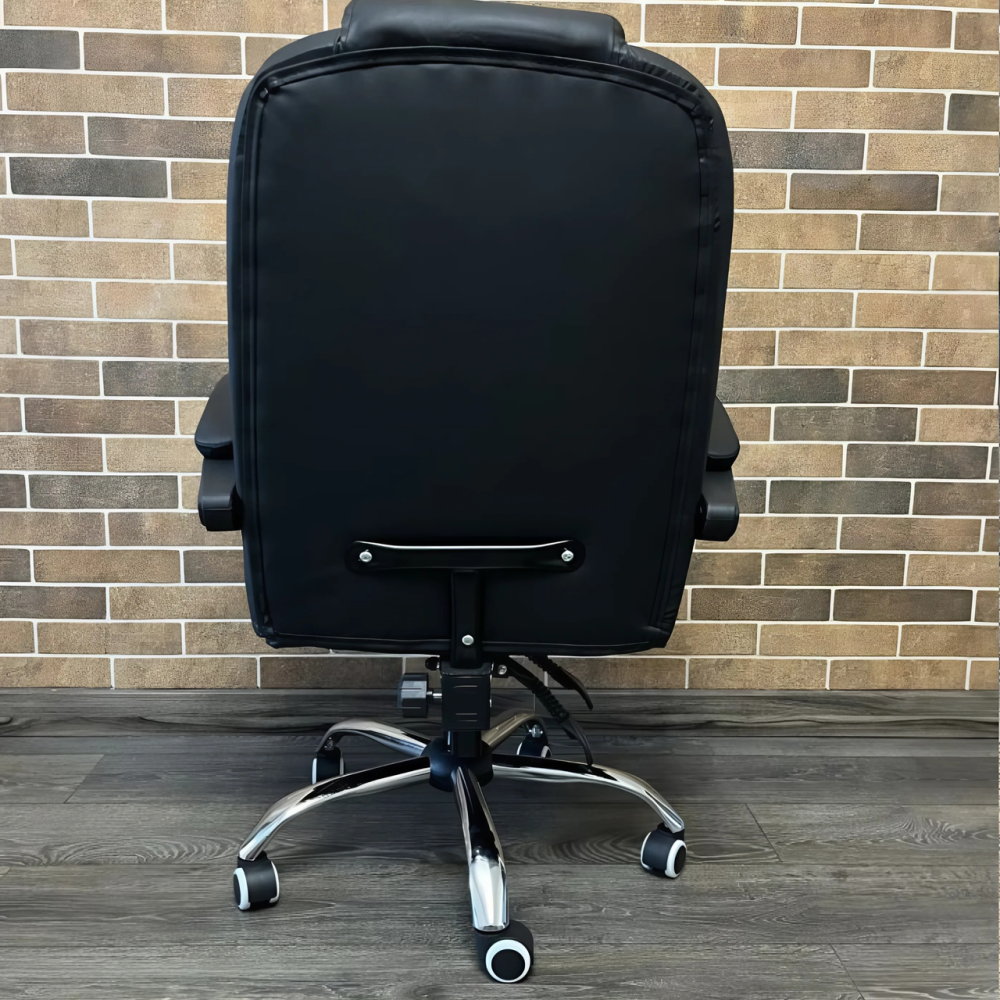 Крісло офісне ортопедичне чорного кольору поворотне ,міцне комп'ютерне з еко шкіри і підставкою для ніг до 120 кг Львів - фото 8