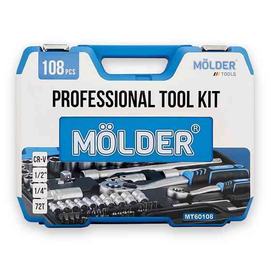 Професійний набір інструментів в кейсі Molder 1/2", 1/4" 72 T, CR-V, 108од. Львів