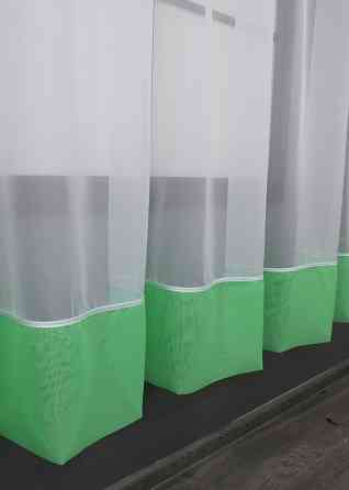 Кухонная занавеска VR-Textil № 047к белый с мятным 280х170 см (52-0865) Киев