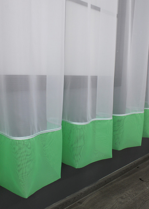 Кухонная занавеска VR-Textil № 047к белый с мятным 280х170 см (52-0865) Киев - изображение 5