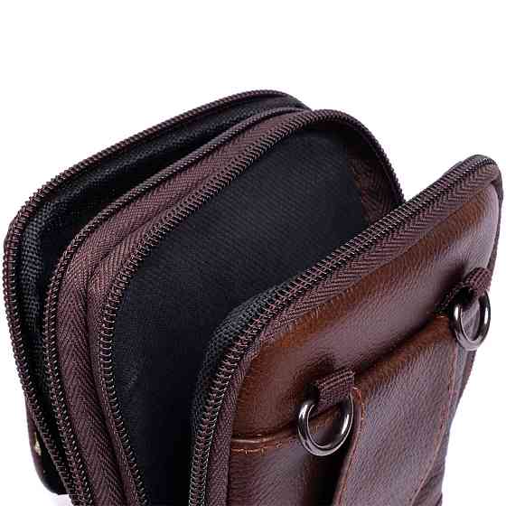 Сумка-барсетка на ремень брюк кожаная Vintage 20352 Коричневая Киев