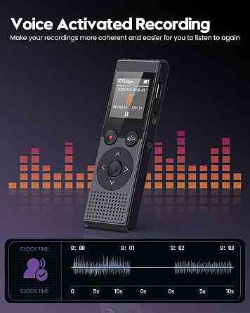 Диктофон QIUOIO V12 128GB голосовая активация 1536 Кбит/с перезаряжаемое устройство записи с USB-C для лекций встреч интервью Днепр