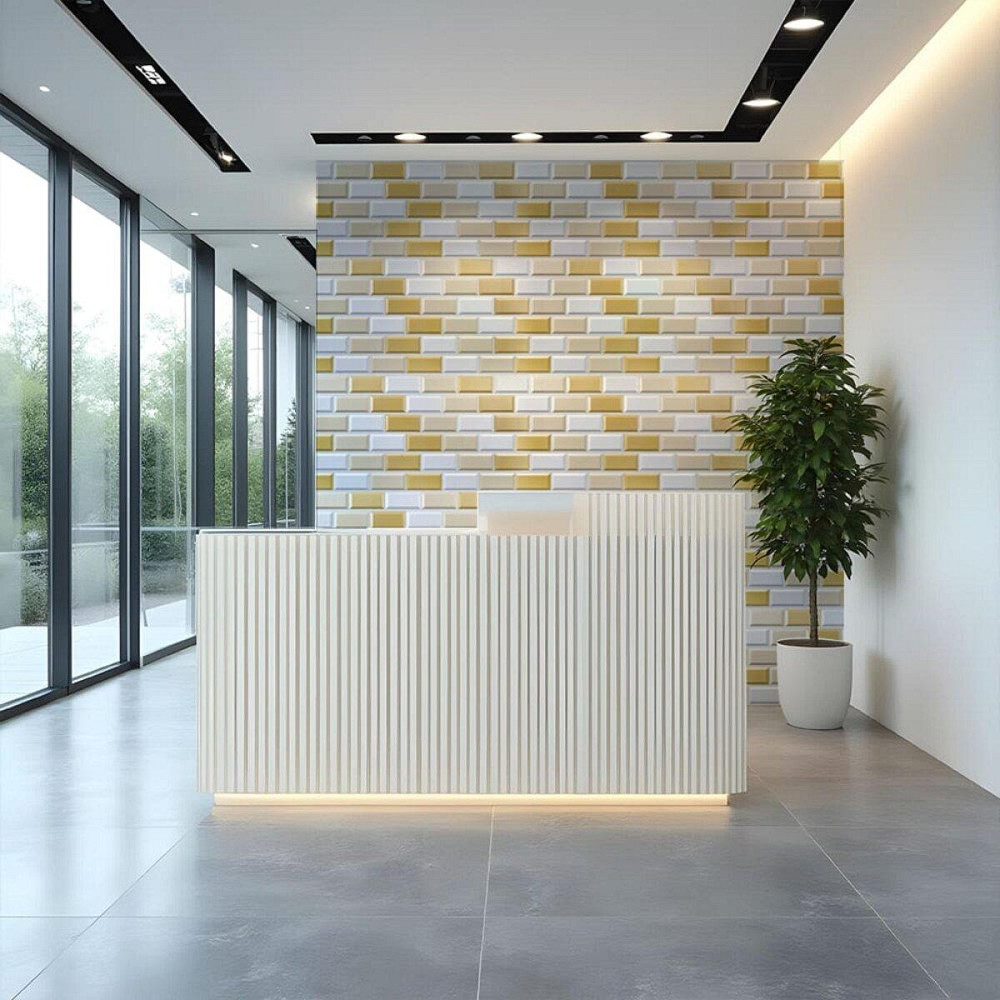 Декоративная панель бело-бежевая под кирпич Киев - изображение 8