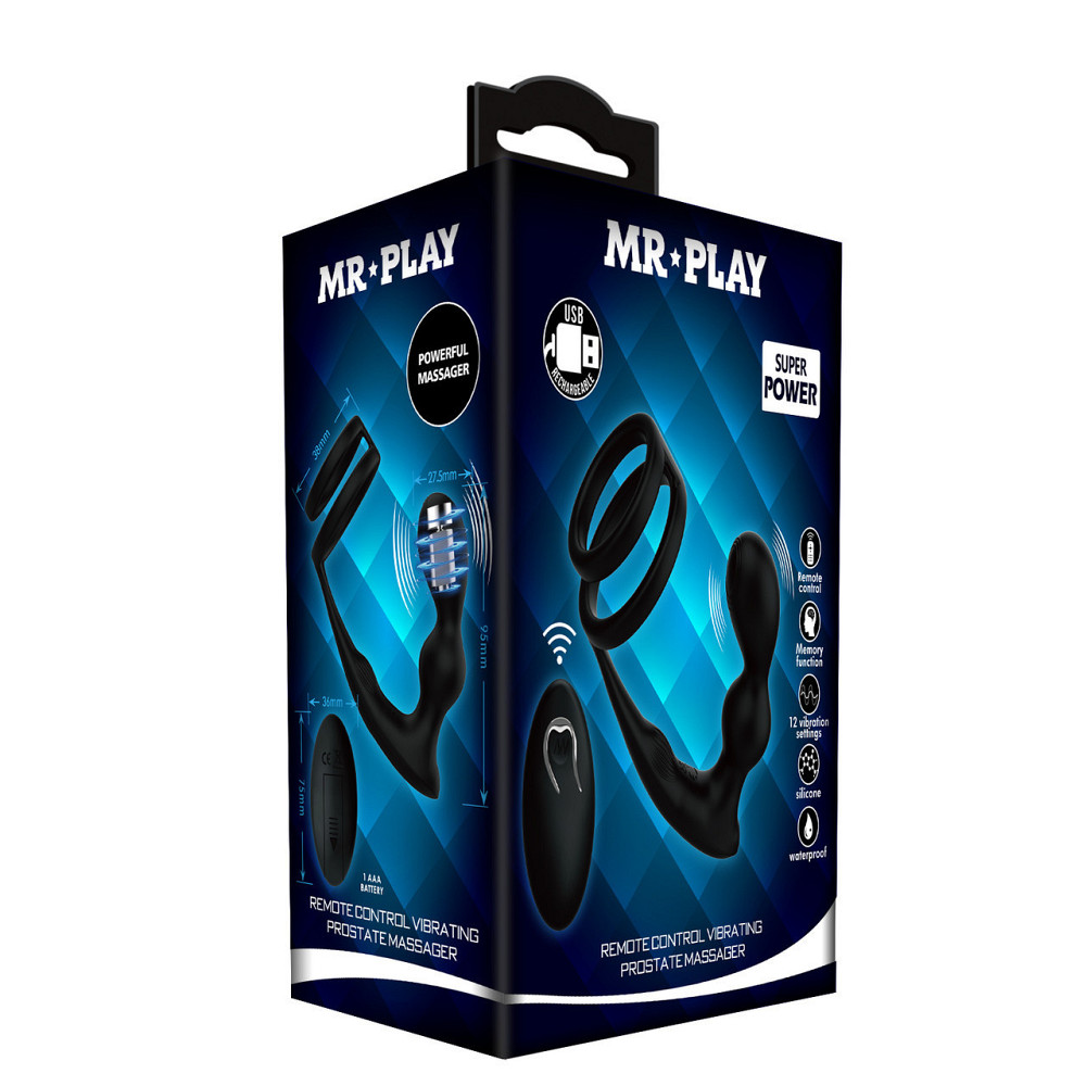 Анальная пробка с эрекционным кольцом - Mr Play Remote Control Vibrating Prostate Massager Sex Aura Киев - изображение 1