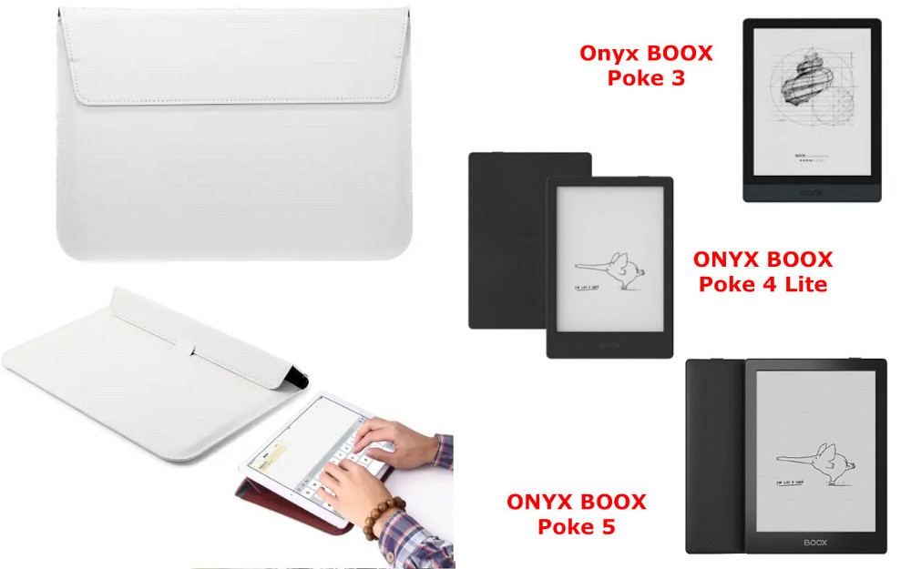 Чехол-конверт VitoCase для Onyx BOOX Poke 3, Poke 4 Lite, Poke 5, с функцией подставки для книги Белый Киев - изображение 1