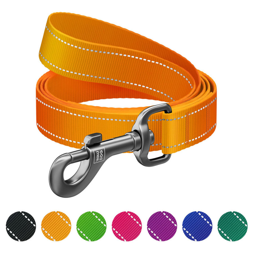 Поводок для собак нейлоновый WAUDOG Nylon Mono, светоотражающий, L-XXL, Ш 25 мм, Длинна 122 см оранжевый Киев - изображение 1
