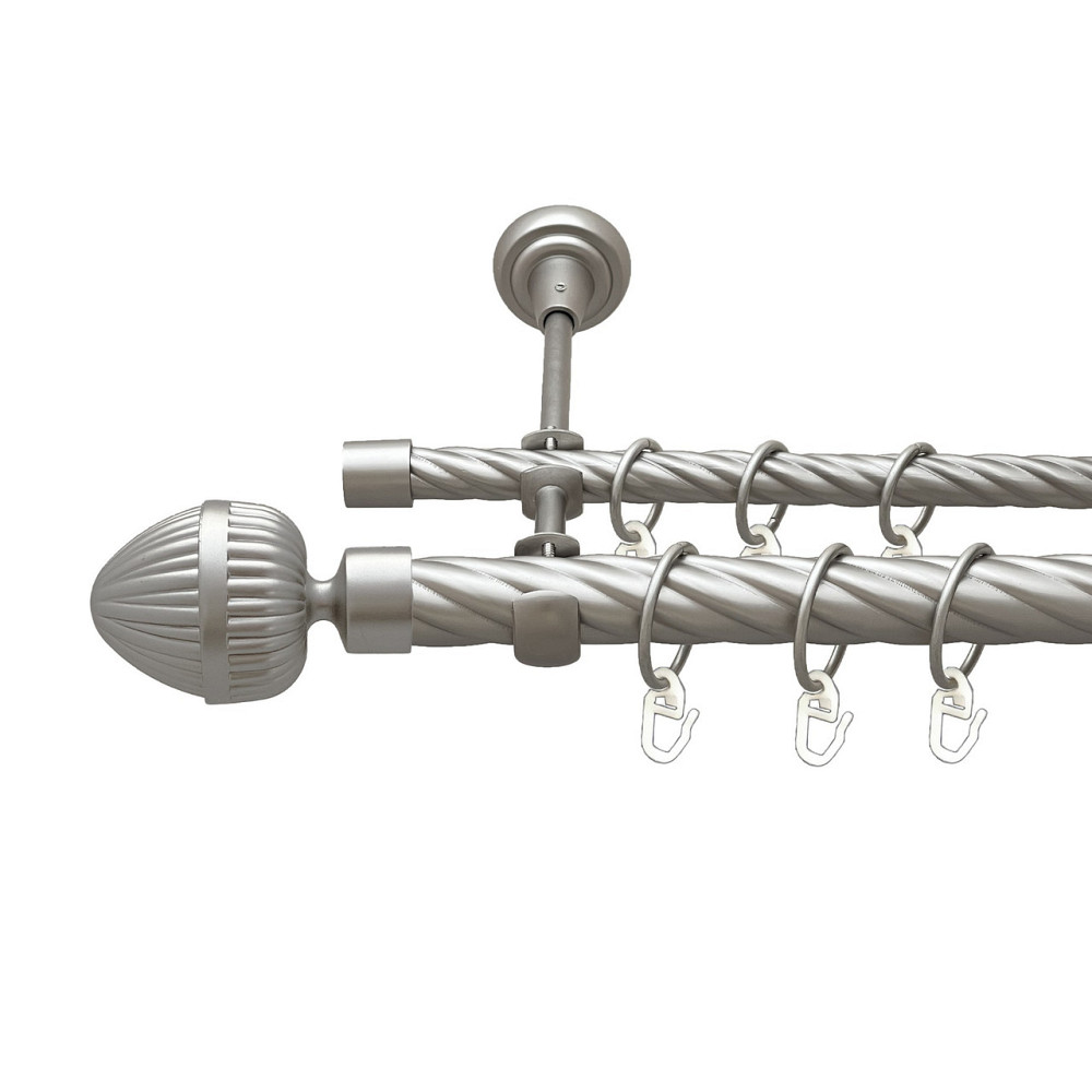 Карниз Orvit Одеон металевий дворядний відкритий скручена труба кільце металеве Сатин 25\16 мм 240 см (00-00023578) Львів - фото 1