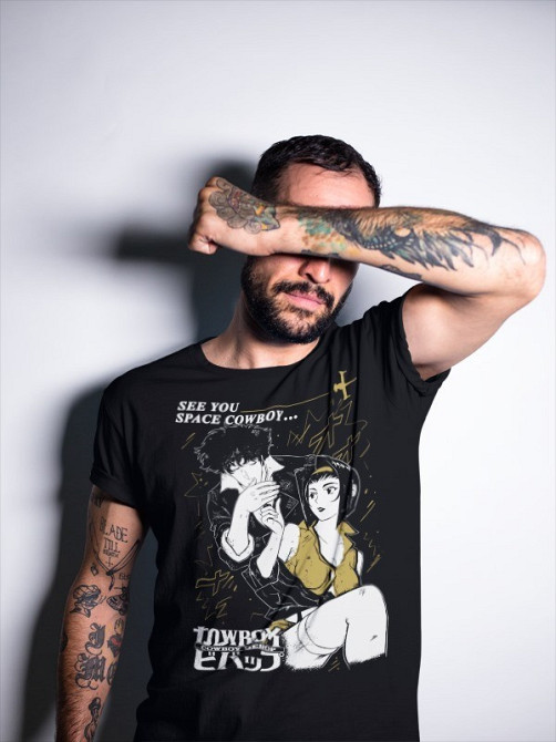 Футболка з аніме принтом Спіке Спіегел Ковбой Бебоп оверсайз (S/M/L) Чорний AnimeJ0250 Дніпро - фото 2