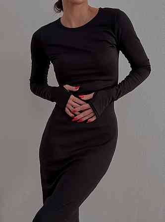 Жіноче базове термо плаття максі в стилі скімс Чорний Одеса