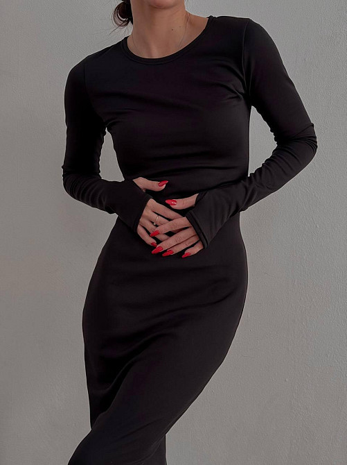 Жіноче базове термо плаття максі в стилі скімс Чорний Одеса - фото 4