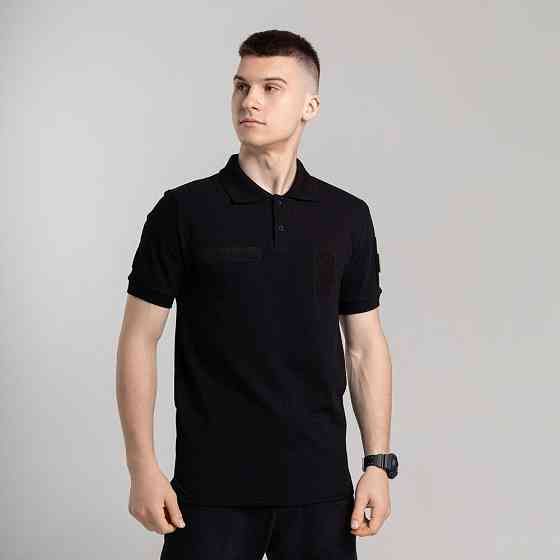 Легке тактичне літнє чоловіче чорне поло Pobedov Royal Військове Київ